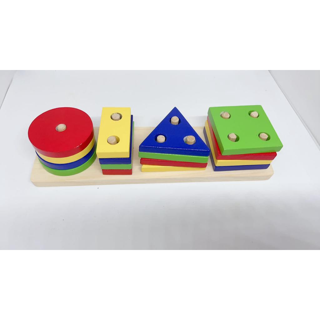 Jual BASIC SHAPES 4/5 MAINAN GEOMETRI STACKING PUZZLE Geometri Stacking ...