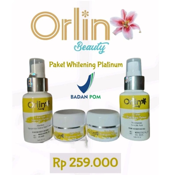 Jual PAKET BRIGHTENING PLATINUM/ PEMUTIH WAJAH KULIT NORMAL/ORLIN