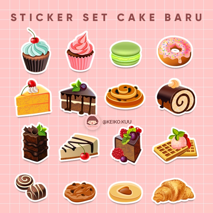 Jual STICKER SET KUE WATERCOLOR MURAH / STIKER ESTETIK / STICKER TUMBLR ...