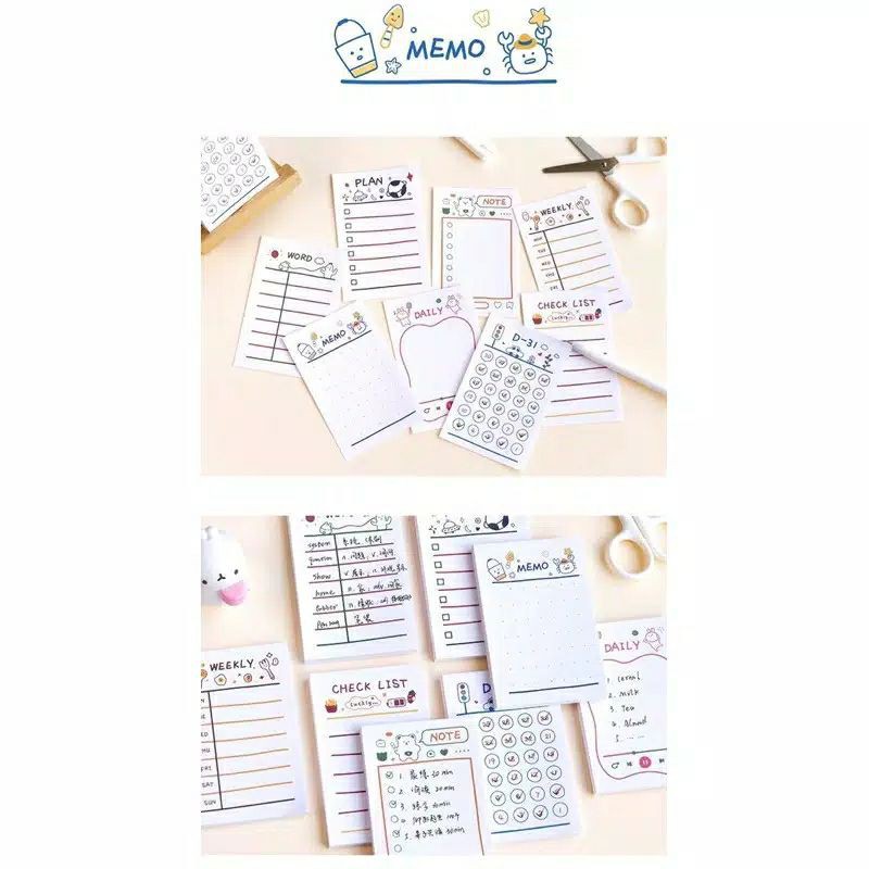Jual 50 Lembar Simple Memopad Weekly Note Memo Check List | Shopee ...