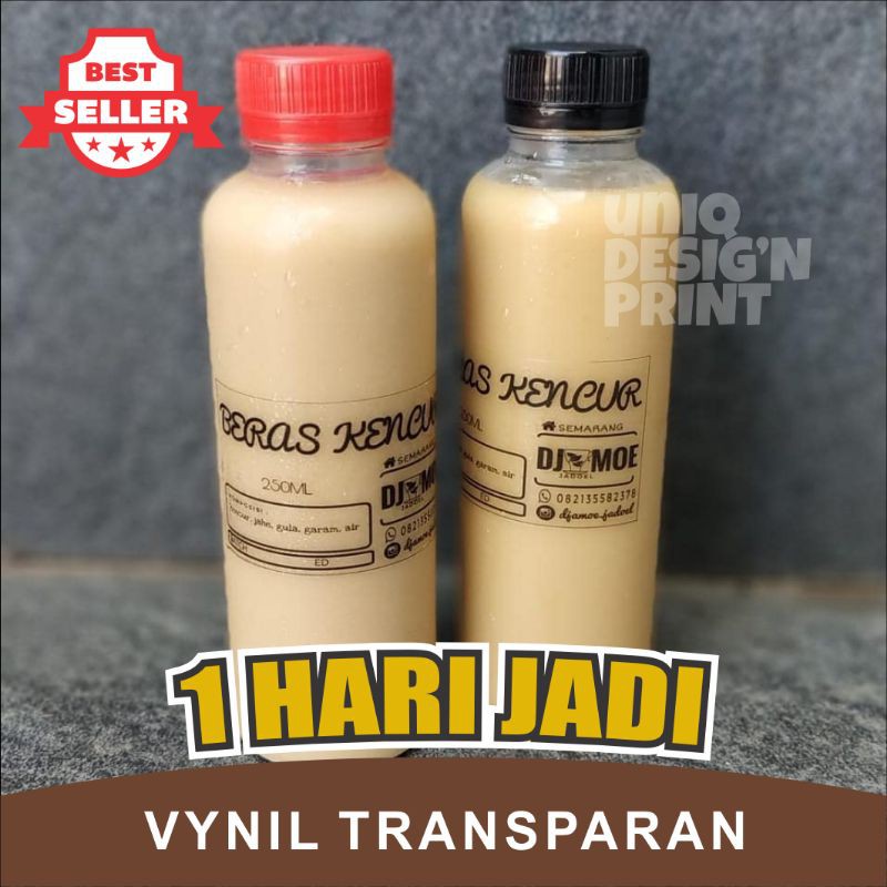 Jual Cetak Sticker Label Kemasan Botol Vynil Transparan Gratis