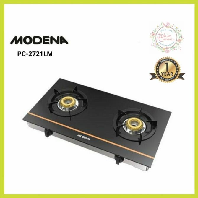 Jual Modena Kompor Gas 72Cm 2 Tungku / PC2721L TEMPERED GLASS PC 2721 L ...