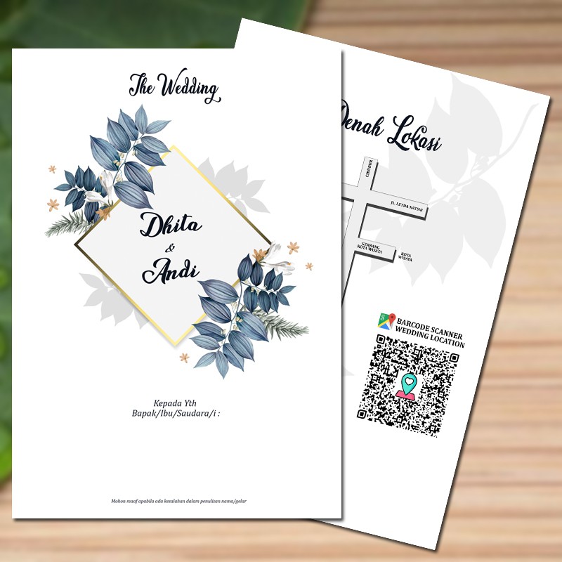 Jual TERBARU UNDANGAN PERNIKAHAN MODERN SIMPLE UNIK THEMA DAUN VINTAGE