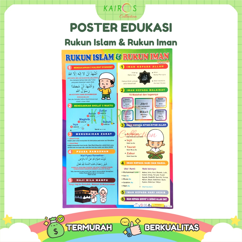 Jual Poster Edukasi Anak Muslim Belajar Rukun Iman dan Rukun Islam ...