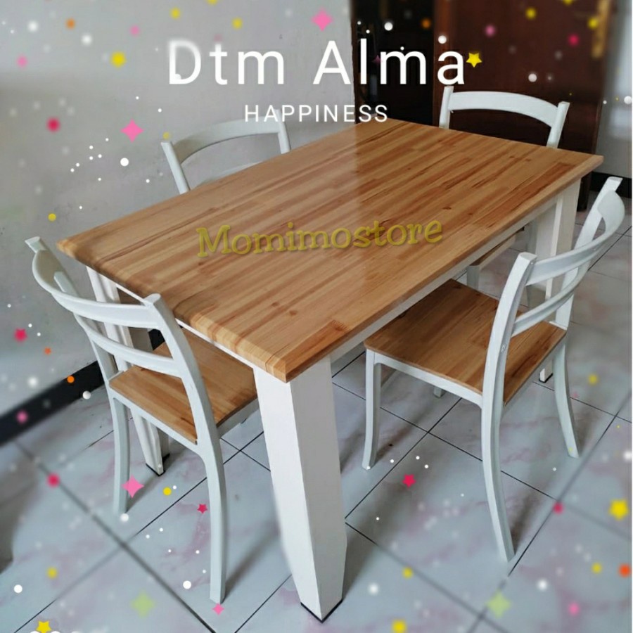 Jual MEJA MAKAN MINIMALIS 4 KURSI MEJA MAKAN KAYU DTM ALMA OLYMPIC ...