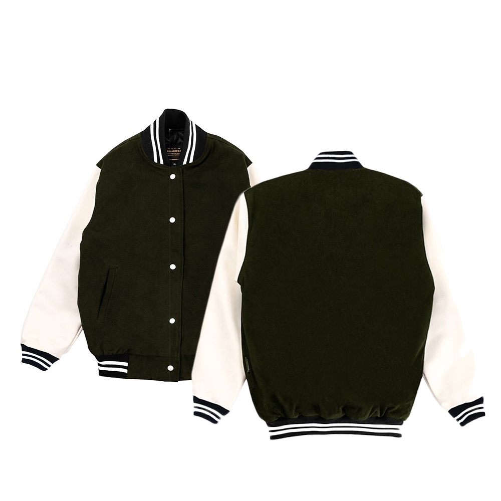 Jual ETERNALWORKS BASIC OLIVE GREEN VARSITY JACKET JAKET VARSITY BOMBER JAKET Shopee Indonesia