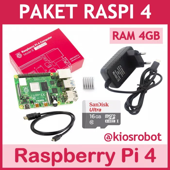 Jual Paket Raspberry Pi 4 RAM 4GB Siap Pakai Raspi Pi4 Made In UK ...