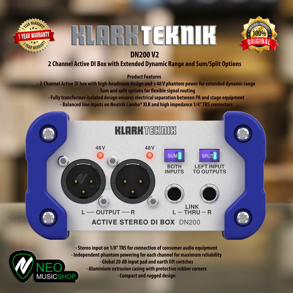 Jual Klark Teknik DN200 V2 2 Channel Active DI Box with Ext Dynamic