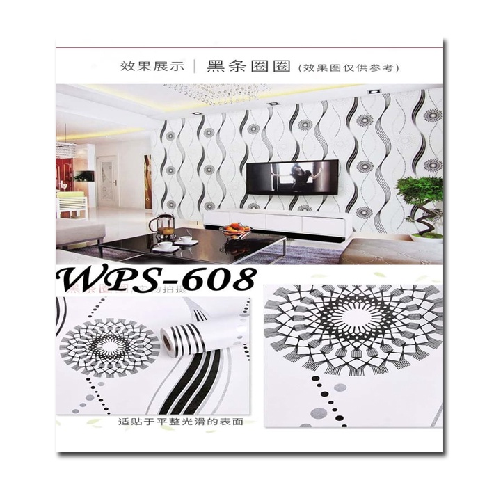 Jual WPS608 WHITE N SILVER SUNNY STICKER WALPAPER DINDING WALLPAPER ...