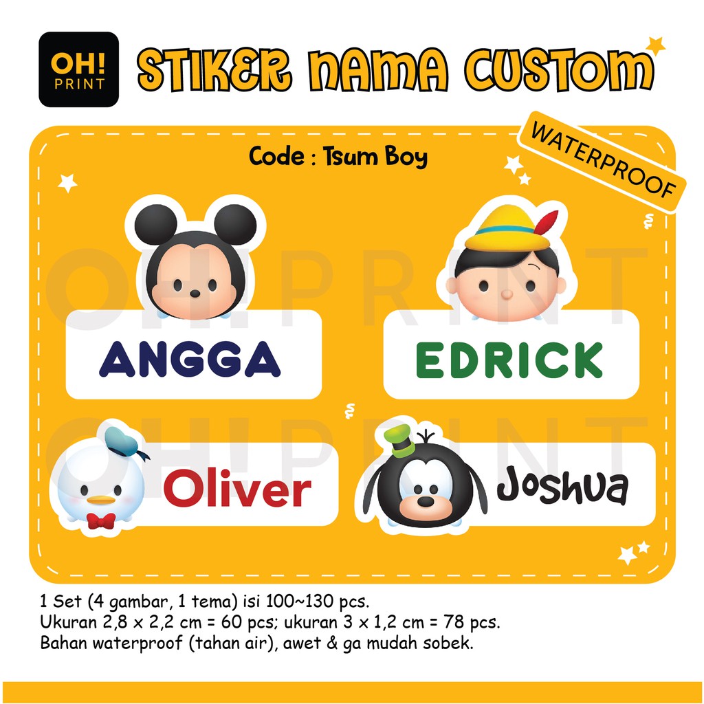 Jual 90 130 Pcs Stiker Nama Anak Murah Label Nama Anak Custom Lucu