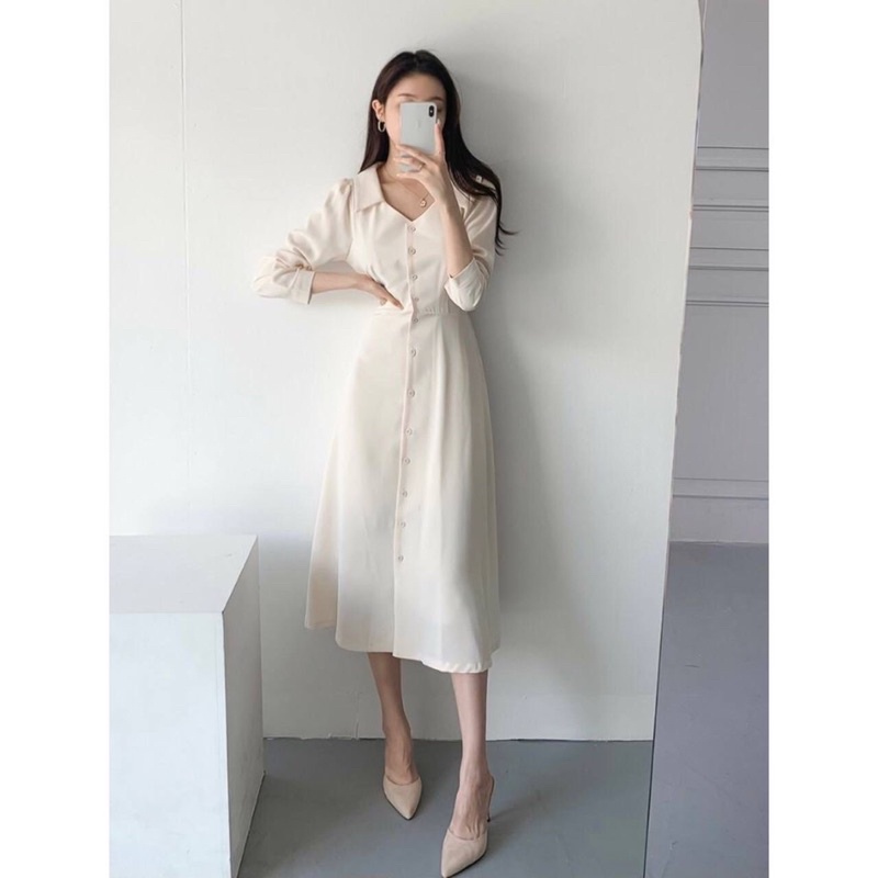 Jual Cila Dress Simple Basic Korean Casual Sopan Rapi Midi Hijab Busui ...