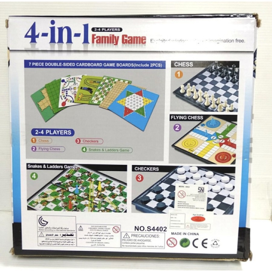 Jual mainan family game 4 in 1 catur Ludo halma ular tangga magnetic ...