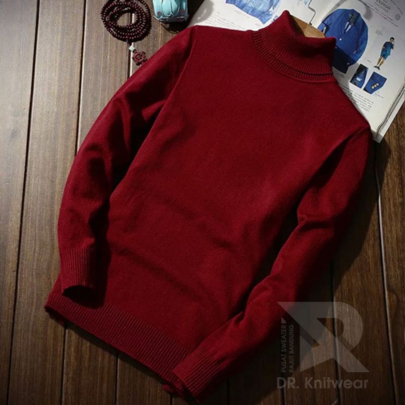 Jual Rajut Turtleneck Sweater Cowok Sweater Rajut Kerah Tinggi Pria