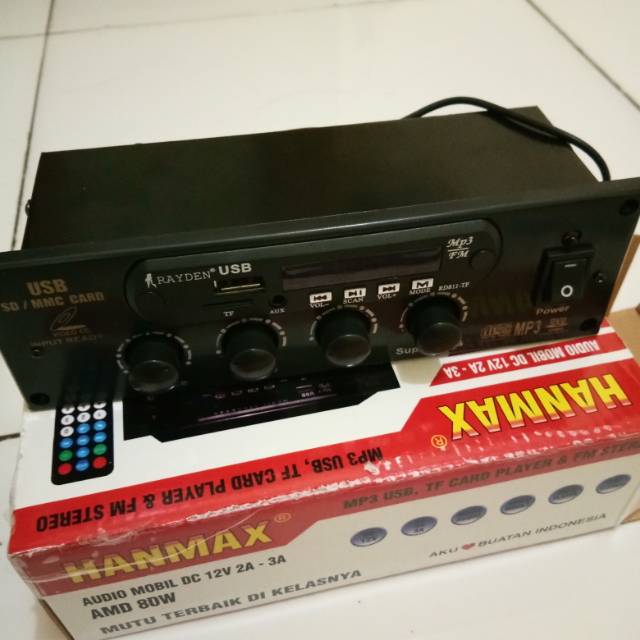 Jual Rakitan power amplifier MP3 USB FM output RMS 2 X 40 watt 12V