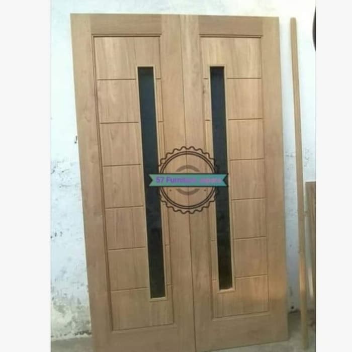 Jual Pintu Minimalis Kaca Rumah + Kusen kayu jati mentahan | Shopee