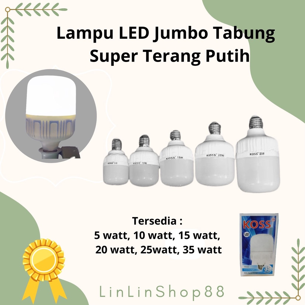 Jual Lampu LED Jumbo Tabung 15 Watt Kapsul Super Terang Putih Shopee