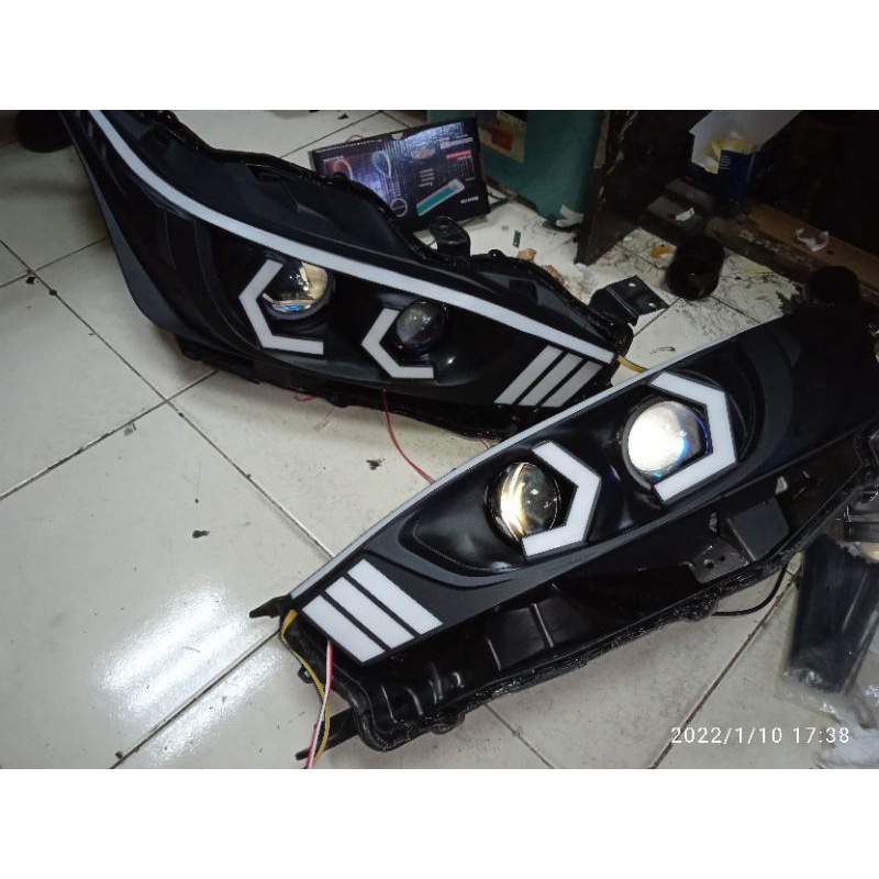 Jual lampu yaris lele full custom doble proji yaris hedlamp 2014-2017 ...