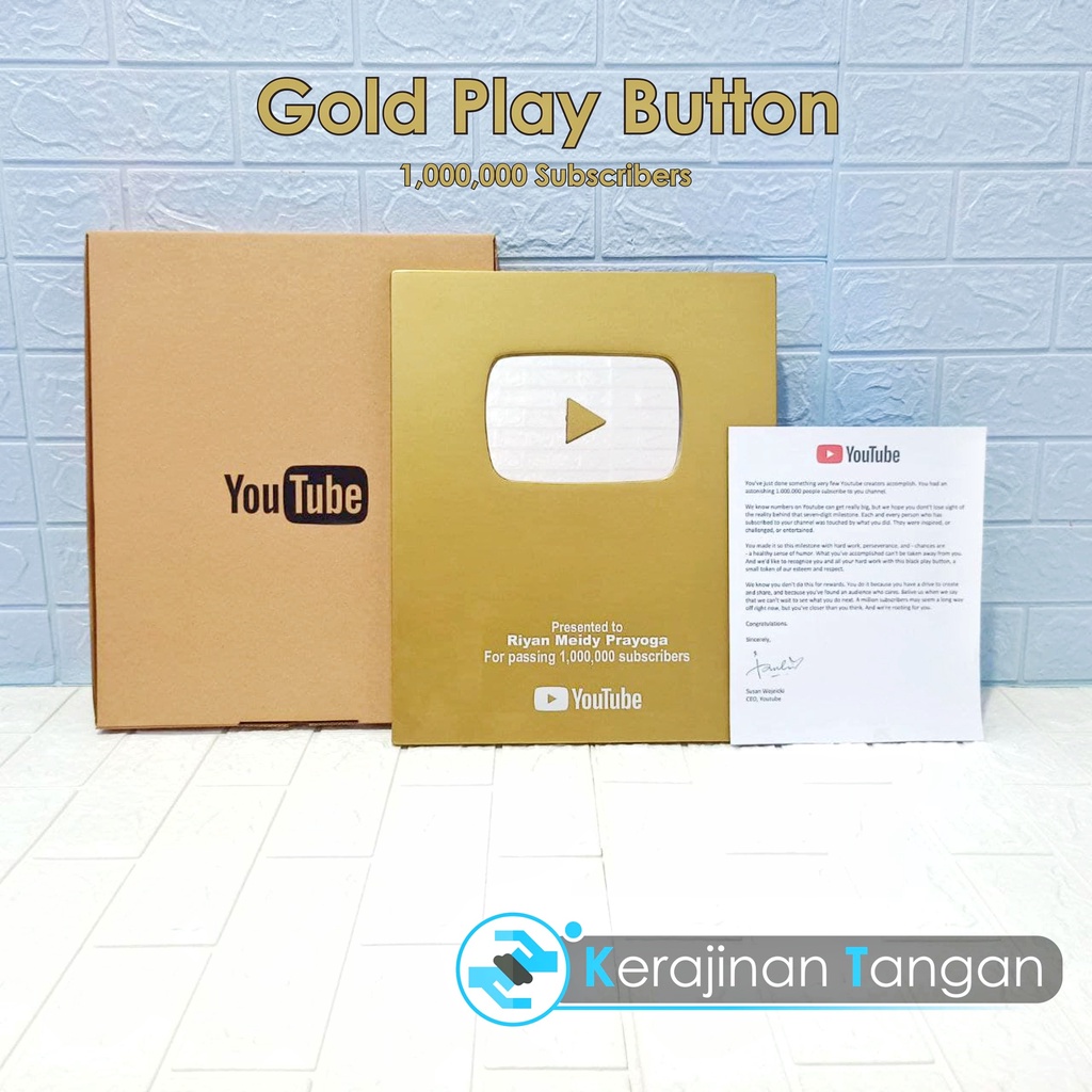 Jual Gold Play Button Youtube Replika Custom Shopee Indonesia