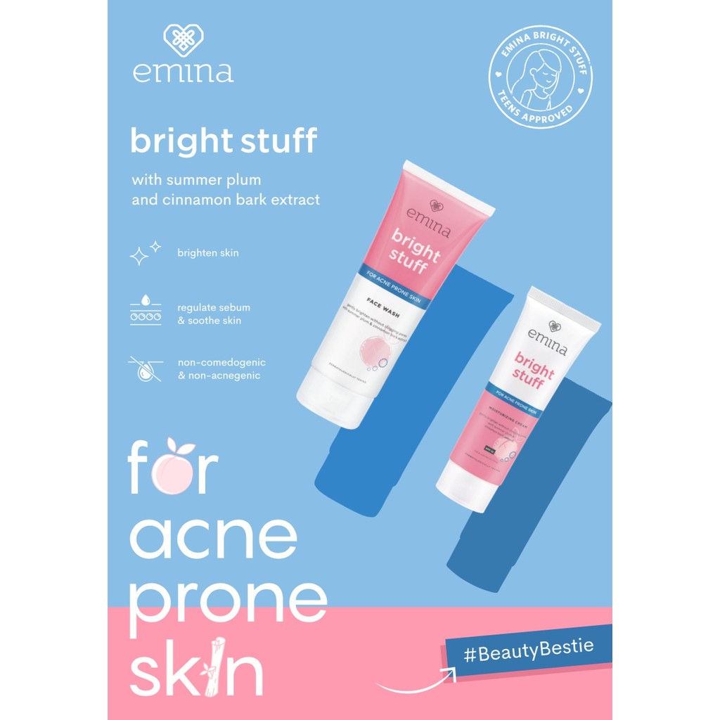 Jual EMINA BRIGHT STUFF FOR ACNE PRONE SKIN MOISTURIZING CREAM 20ml