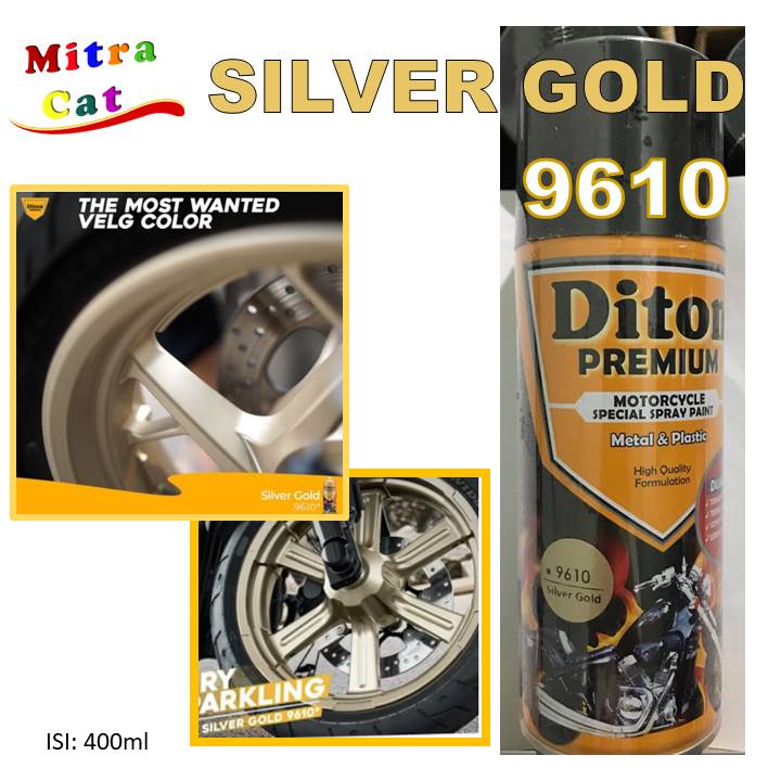 Jual Cat Pilox Semprot Diton Premium Velg Warna Silver Gold 9610 Mesin Bodi Sepeda Motor Mobil 2229