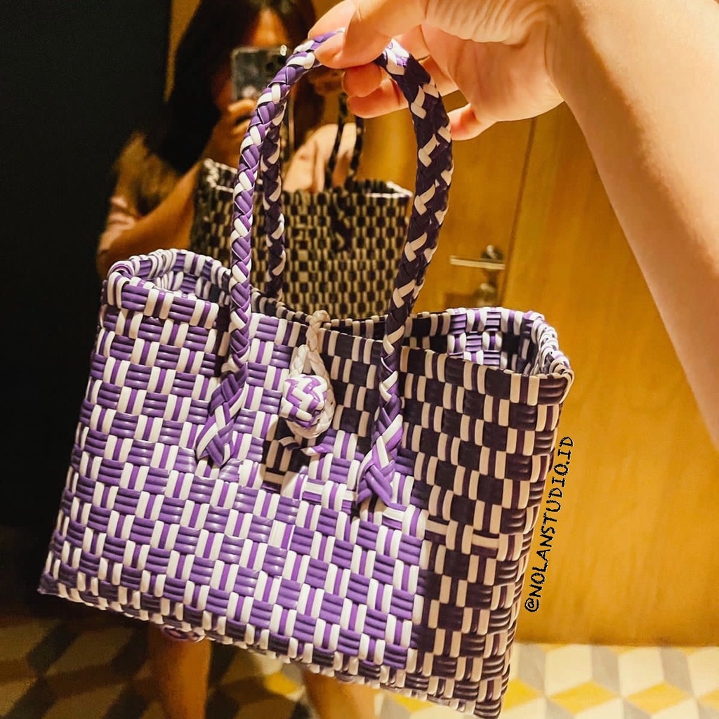 Jual Mini Tote Recycled Plastic Straw Bag Tas Anyaman Jali Bali