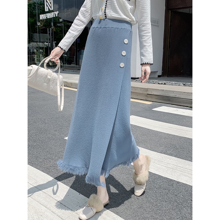 Jual Rok Panjang Korea Import Knitted Midi Skirt Autumn Winter