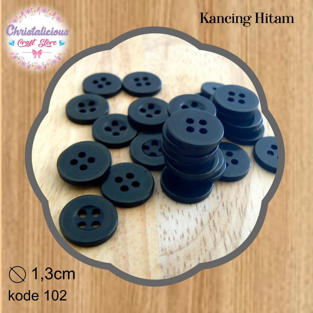 Jual Kancing Hitam Standart ukuran 11mm, 13mm, 15mm, 18mm, 20mm, 25mm ...