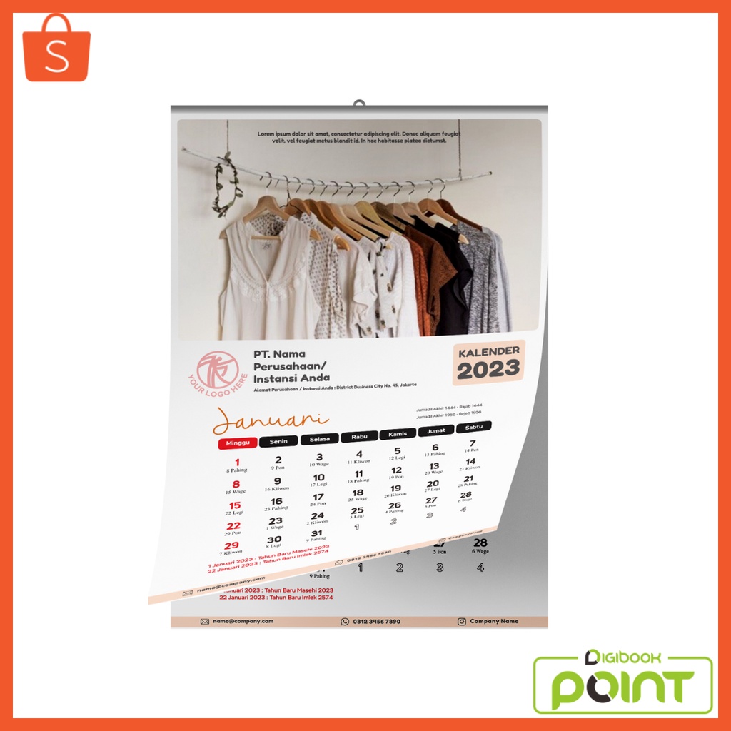 Jual Kalender 2024 Custom - Kalender Dinding Finishing Spiral 1 Bulan ...