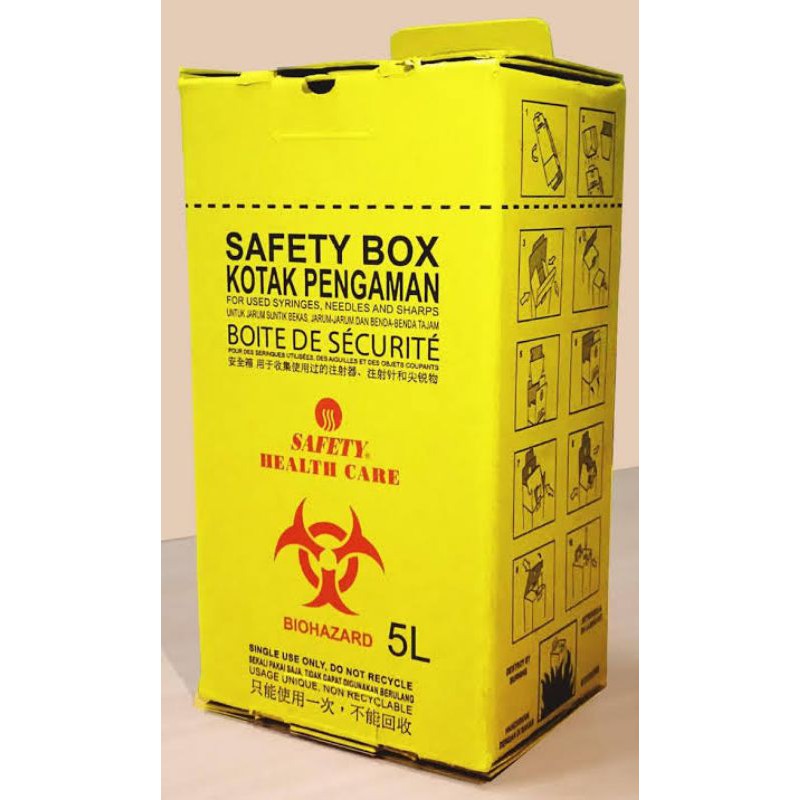 Jual safety box medis 5L wadah tempat limbah medis Biohazard Shopee