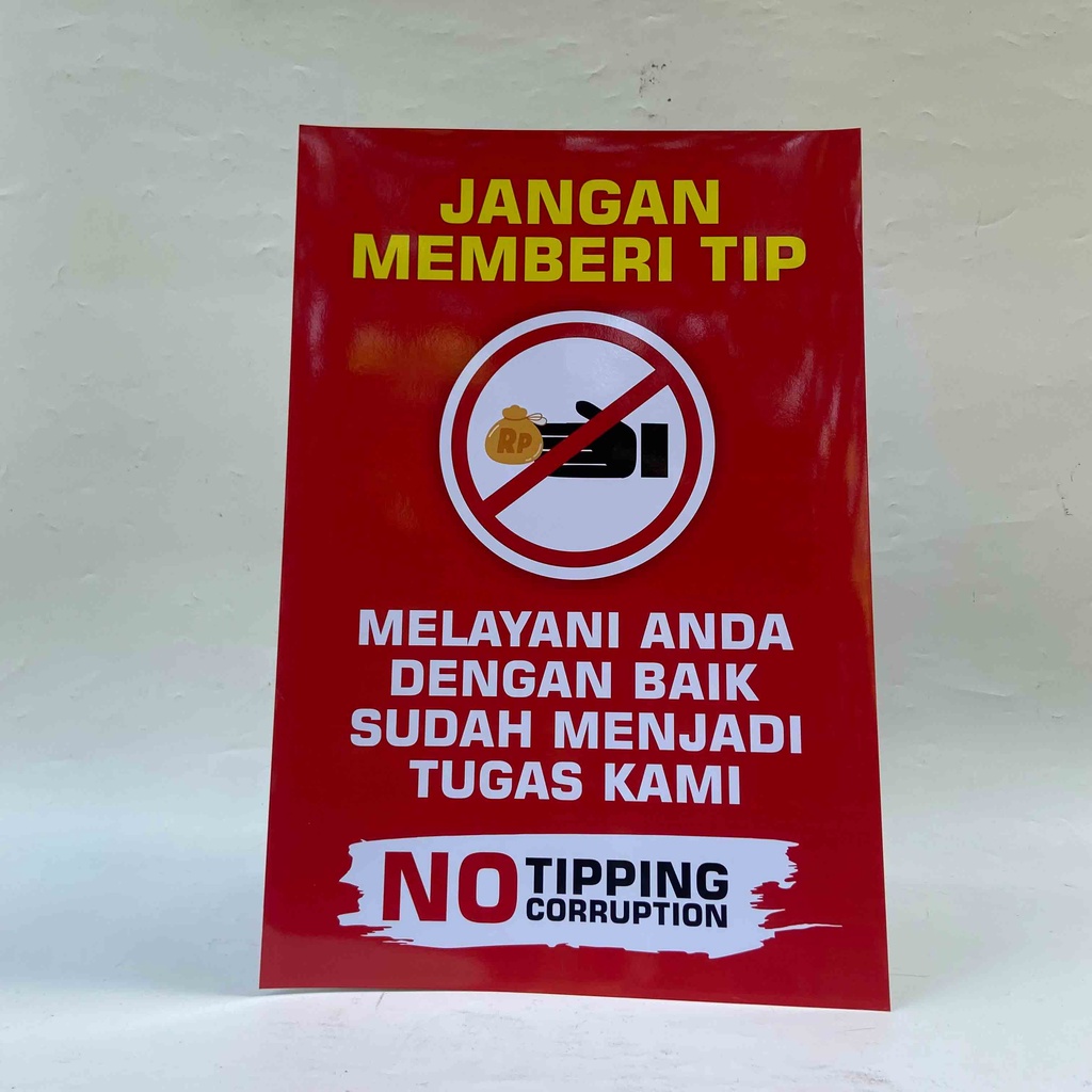 Jual Terbaru 2022, Poster Larangan Memberikan Tip, No Tipping, Poster