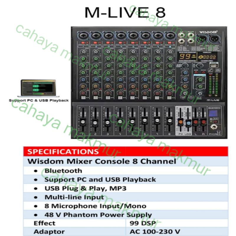Jual Mixer Audio 8 channel Wisdom M-LIVE 8 | Shopee Indonesia