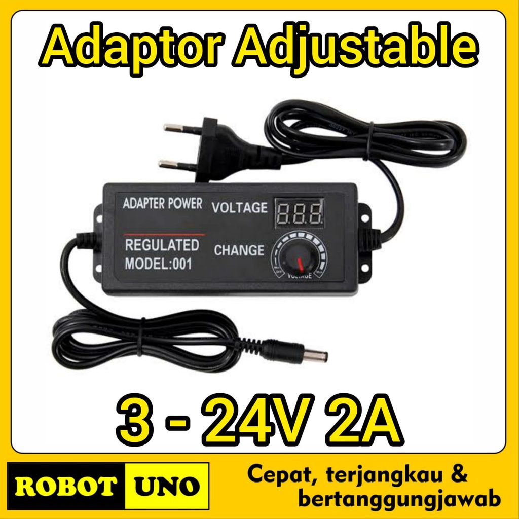 Jual Adaptor Adapter Adjustable 3-24VDC 2A Universal Voltage Adapter ...
