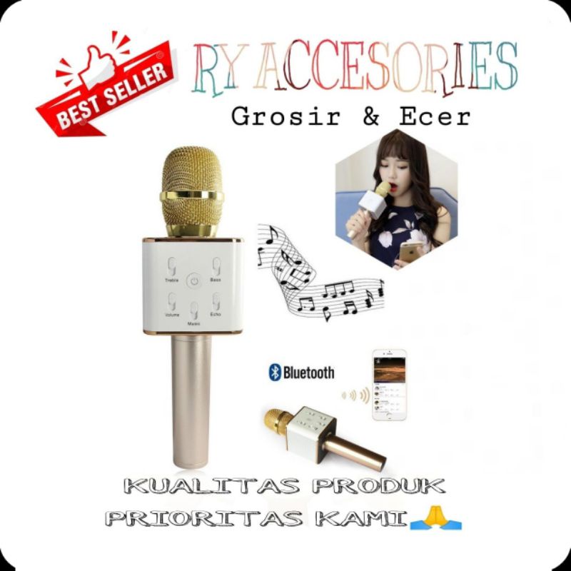 Jual RY Mic bluetooth Q7 / mic bluetooth wireless / mic karaoke
