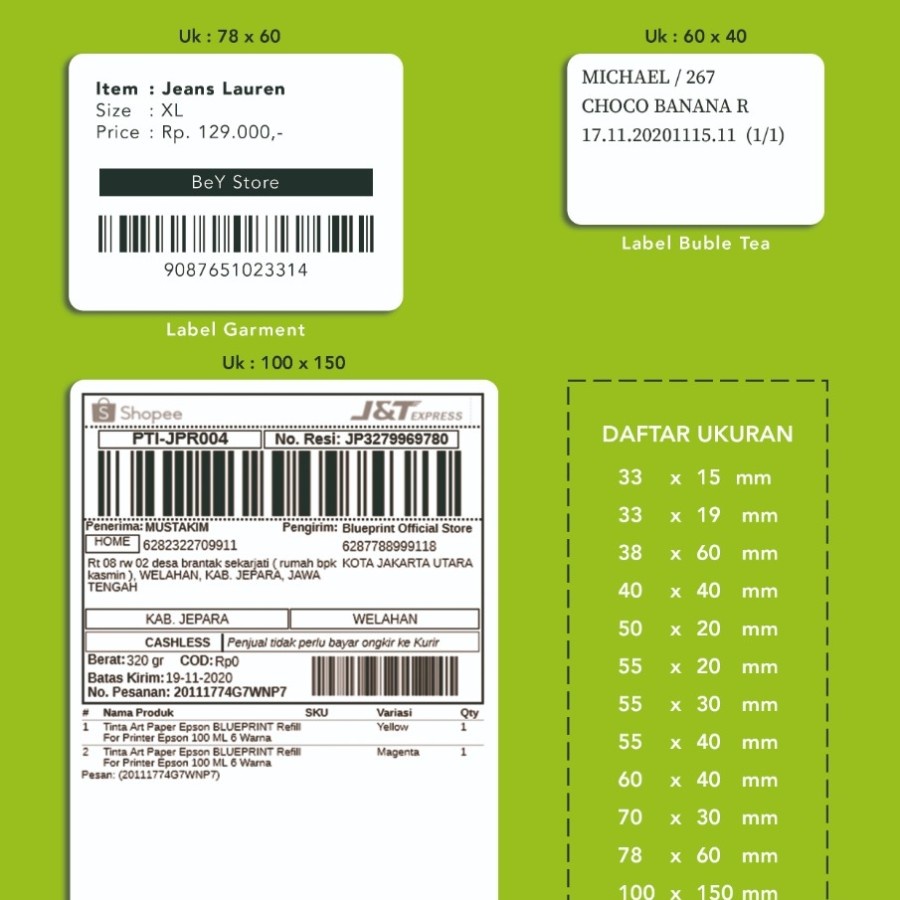 Jual BP-TD110 - TLP Printer Thermal Label Blueprint TD110 USB - Printer ...