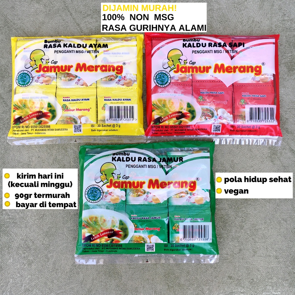 Jual Kaldu Jamur Merang Alami 90 Gram Non Msg Rasa Sapi Ayam Jamur