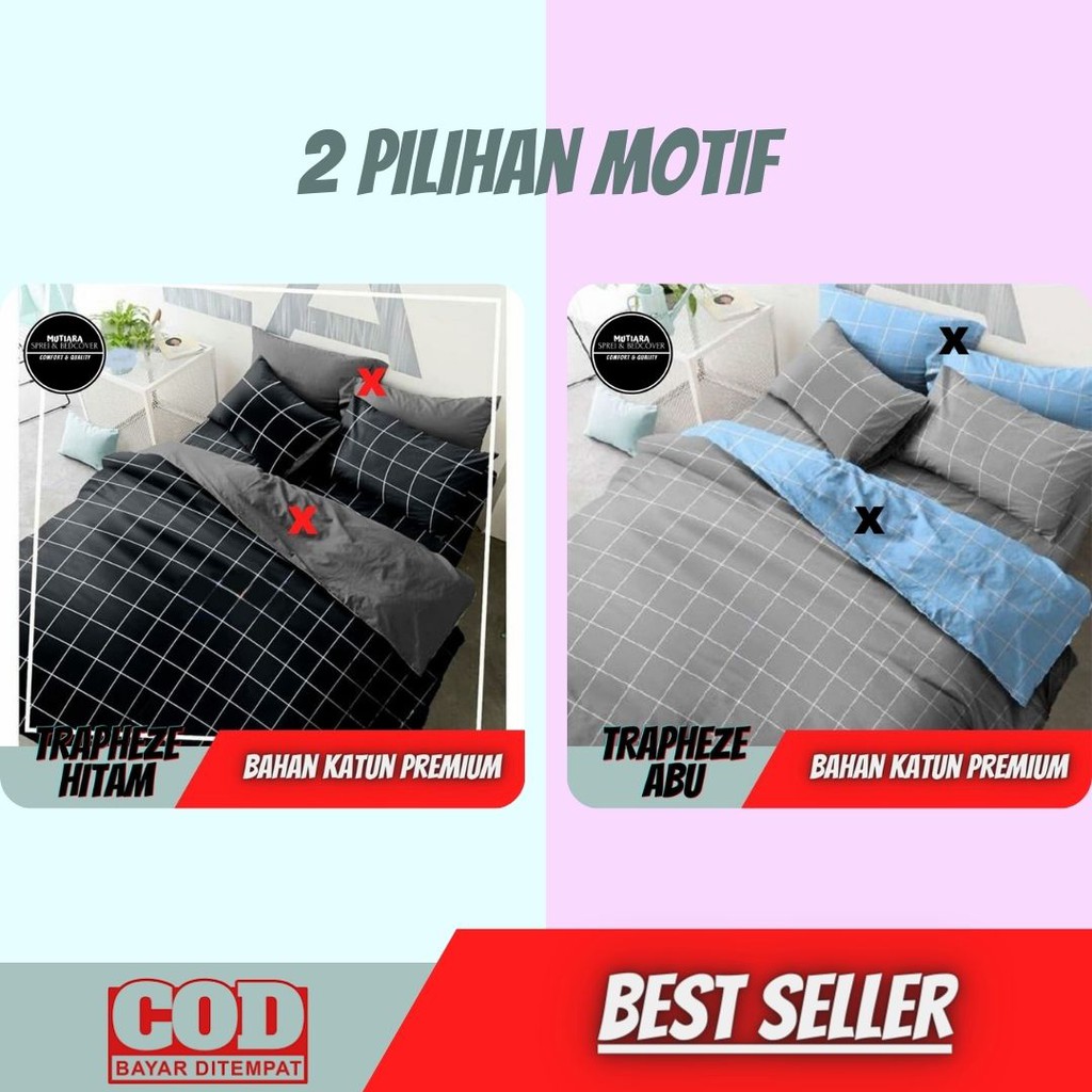 Jual Mutiara Bedcover Set Bahan Katun Lokal Premium TRAPHEZE Badcover ...