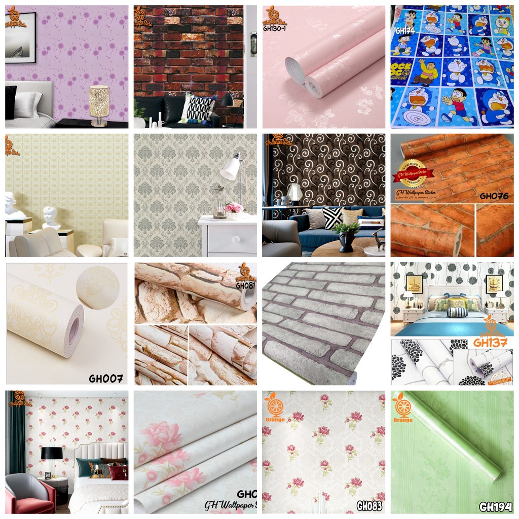 Jual Wallpaper Dinding Motif Bunga Ukuran 45cm x 8 meter Stiker Dinding
