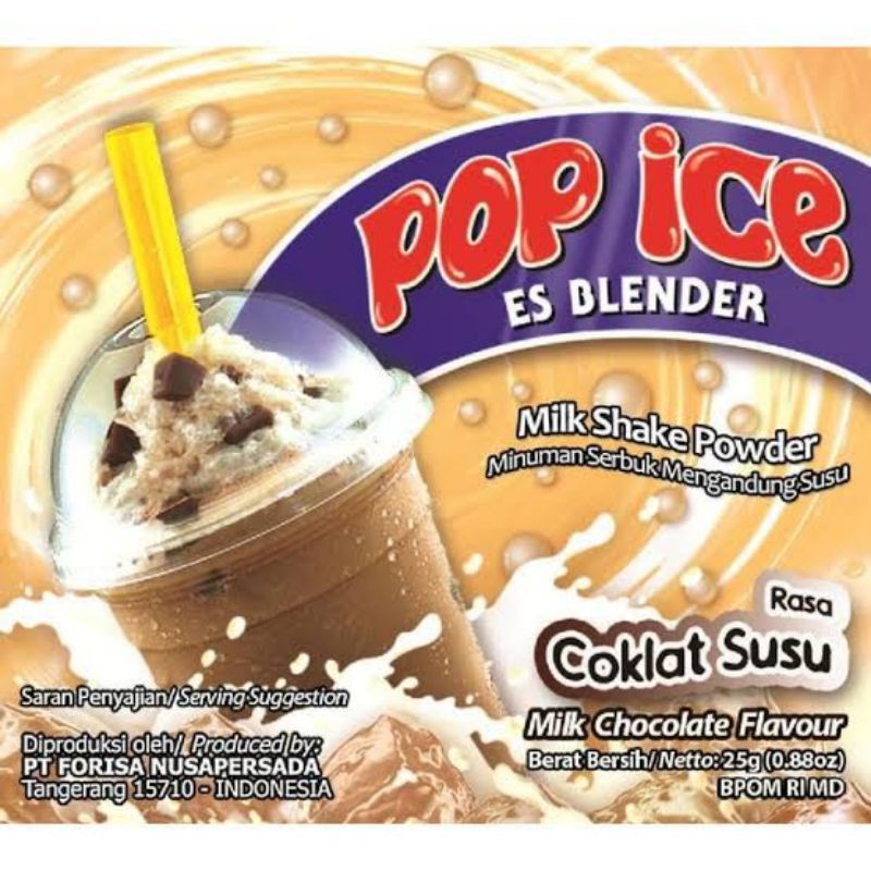 Jual POP ICE Es Blender Sachet Minuman Serbuk Susu Gr Rasa Cokelat Susu Shopee Indonesia