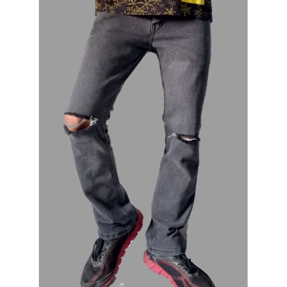 Jual Celana Panjang Pria Cutbray Jeans Ripped Abu Seven Denim/Semi