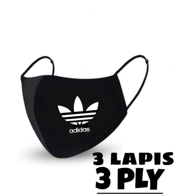 Jual Masker Kain Ply Mask Adidas Masker Kain Lapis Hitam Lapis Earloop Ply