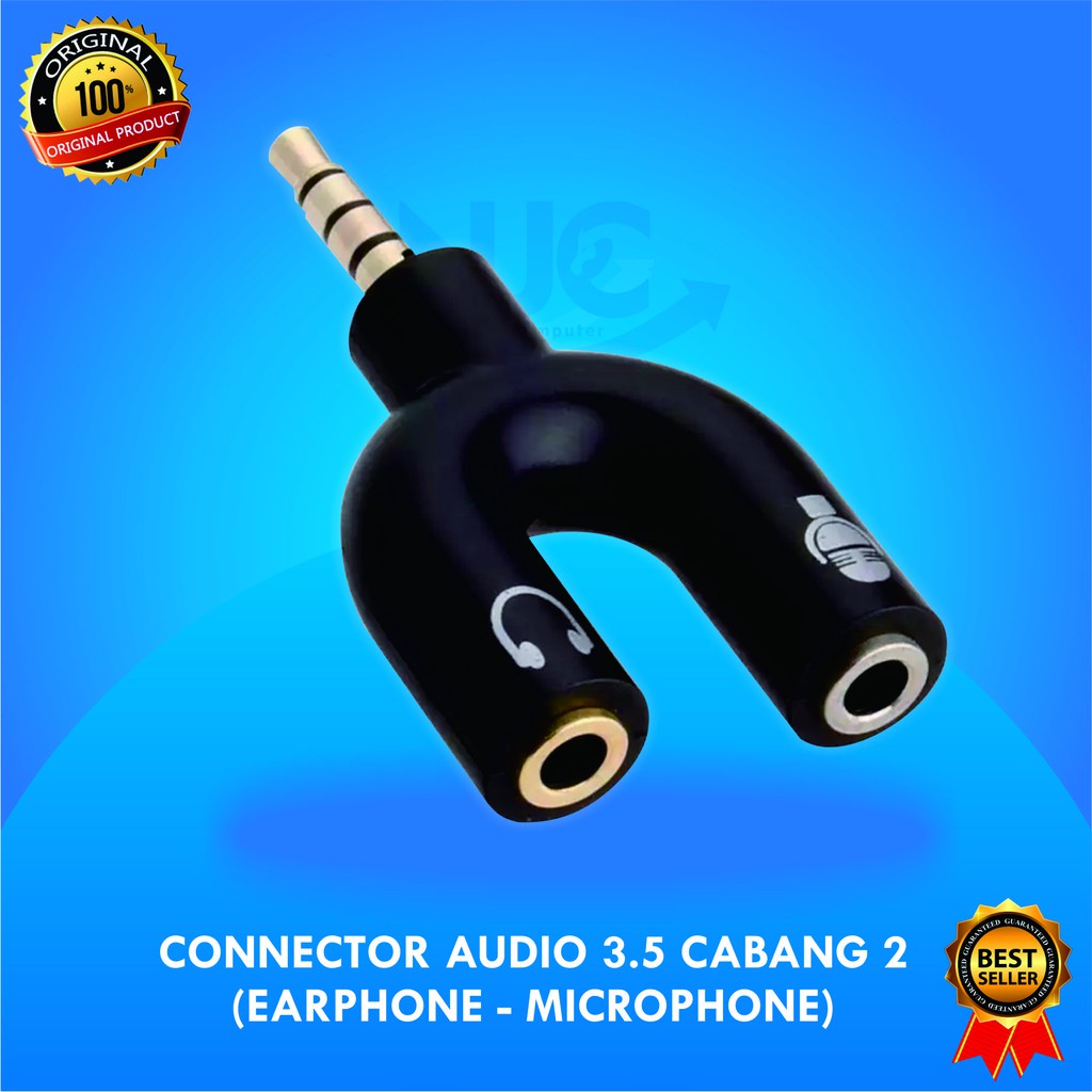 Jual AUDIO SPLITTER U SHAPE 2 IN 1 / CONNECTOR SAMBUNGAN AUDIO MIC AND