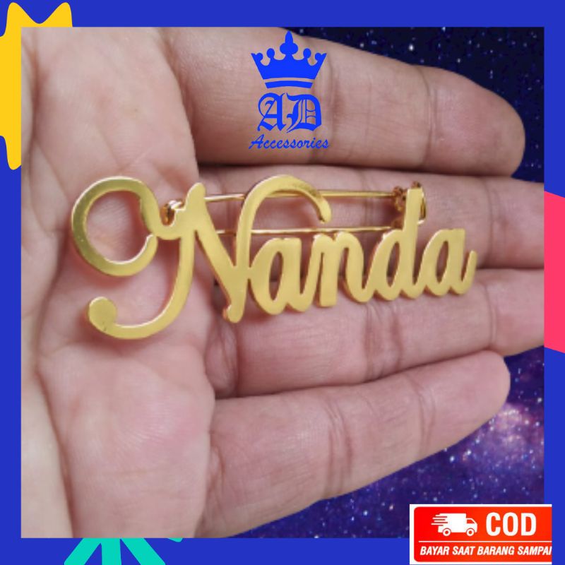 Jual Bros Nama Custom Lapis emas bross pin brooch hijab | Shopee Indonesia