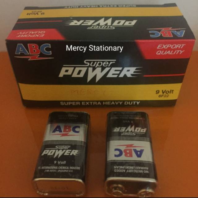 Jual 1 Pc Battery Abc Kotak 9 Volt Super Power Baterai 9v 6f22 Shopee Indonesia 1758