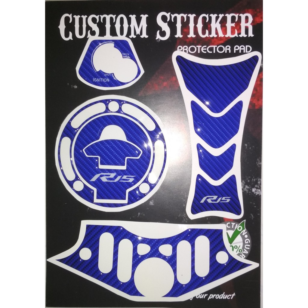 Jual Sticker Timbul Tankpad Yamaha R New V Lengkap Biru Carbon Shopee Indonesia