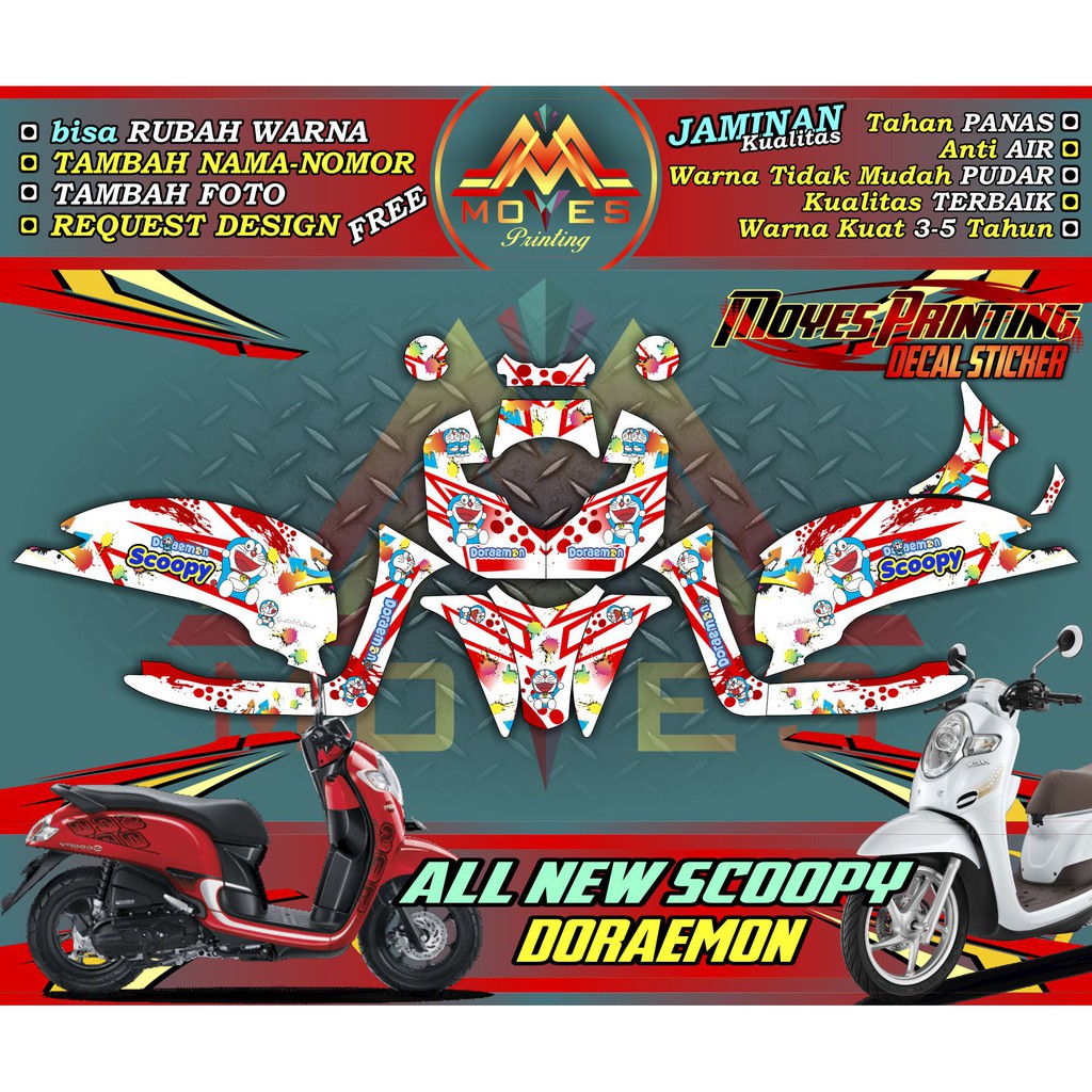 Jual Sticker Full Body Honda All New Scoopy Decal Stiker Motor New Scoopy Fi Motif Doraemon