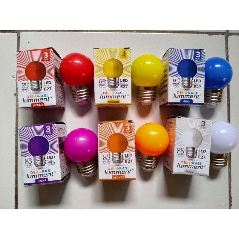 Jual lampu Led 3watt Hias Warna Ungu Putih Biru Hijau Orange Merah