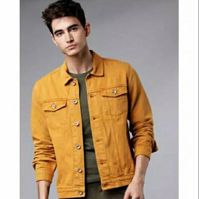 Jaket store denim mustard