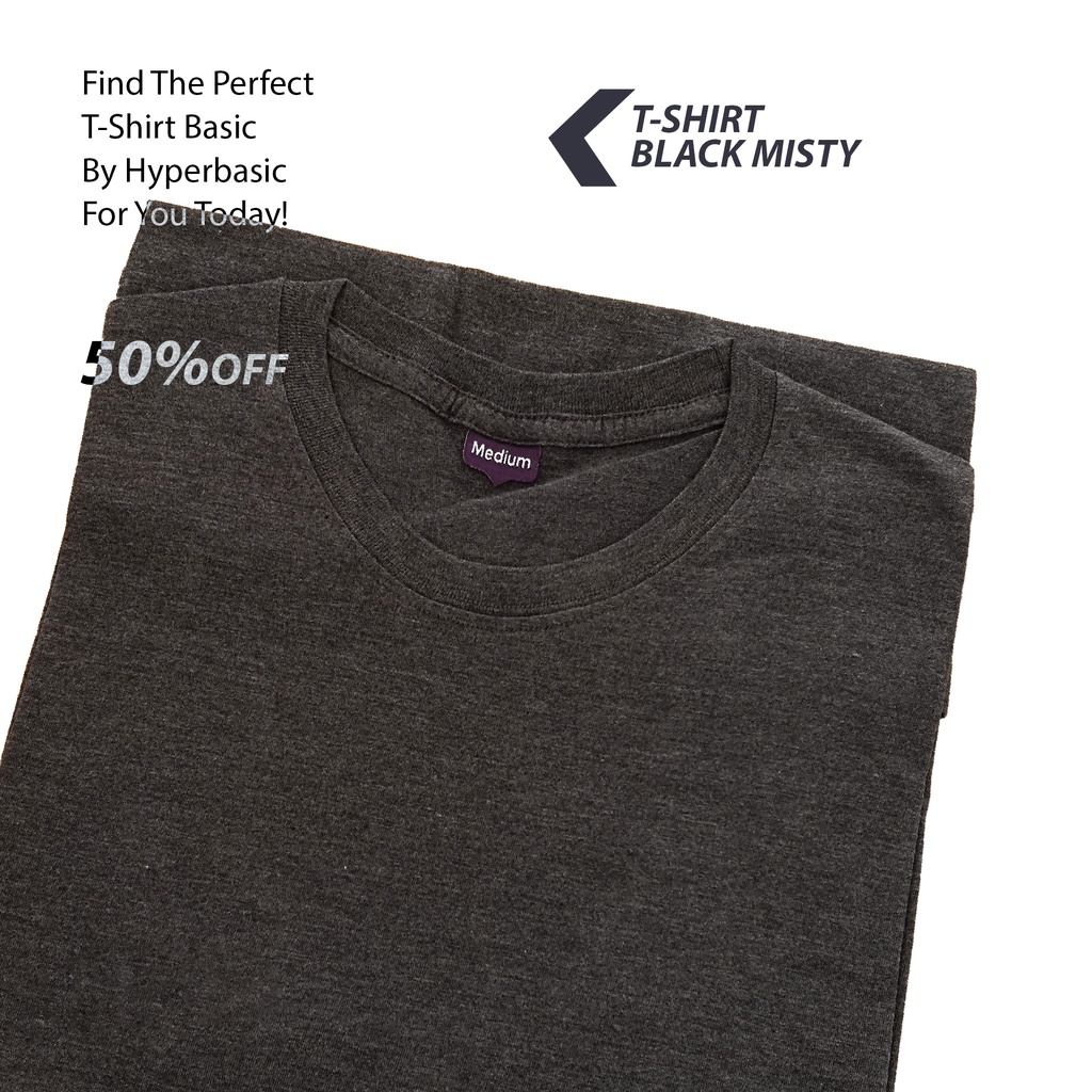 Jual Baju Kaos Polos Pria Tangan Pendek Warna Hitam Black Misty Twotone
