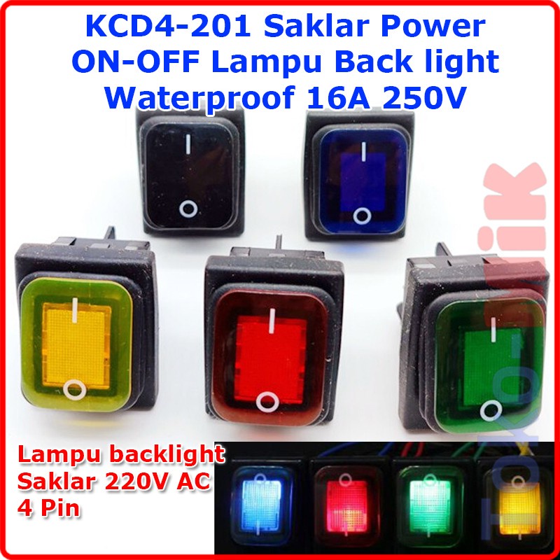 Jual KCD4-201 4P Saklar Power ON OFF Waterproof Tahan air Lampu Light ...