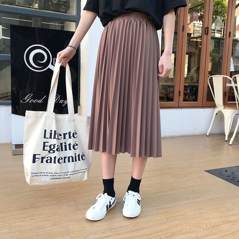 Jual Rok Plisket Midi Moumbloe Import Fit Xxl Rok Plisket Tanggung Rok Plisket